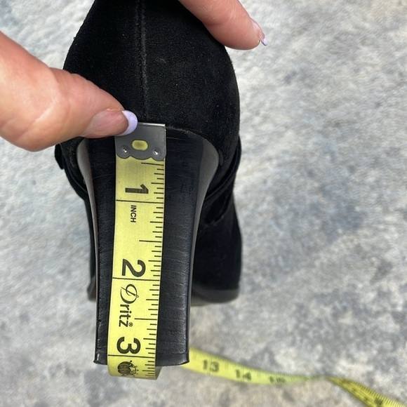 Sergio Rossi 80mm Black Suede Booties Squared Pointed Toe Buckle Sz 39.5 - Picture 15 of 15